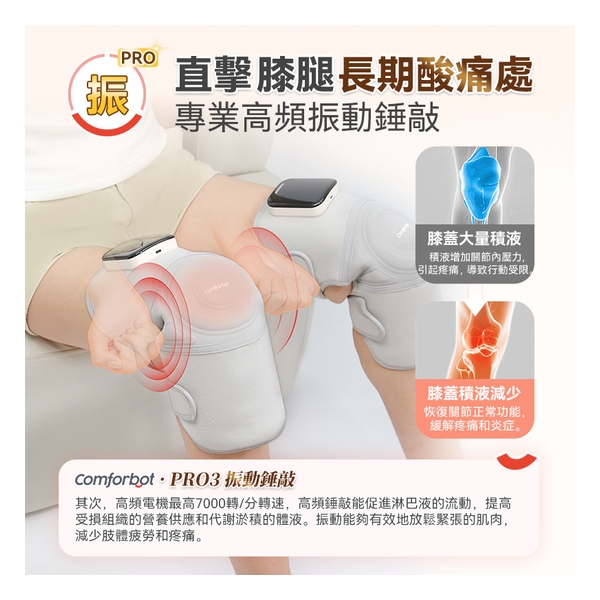 Comforbot wireless red heat vibration and kneading four-in-one powerful deep damage-relieving knee multi-joint physiotherapy device PRO