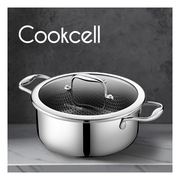 Cookcell - South Korea's sixth generation honeycomb stainless steel anti-stick soup pot (22cm Double Ears)