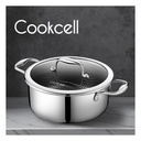 Cookcell - Korean seventh-generation honeycomb stainless steel anti-stick soup pot (24cm Double Ears)