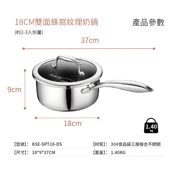 Cookcell - Korean Honeycomb Stainless Steel Non-stick Milk Pot (18cm Double Sided)