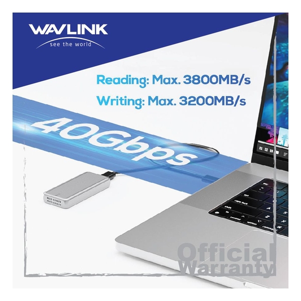 Wavlink 40Gbps USB4 Type-C Tool-Free Enclosure for M.2 PCIe NVMe SSD WL-ST401C