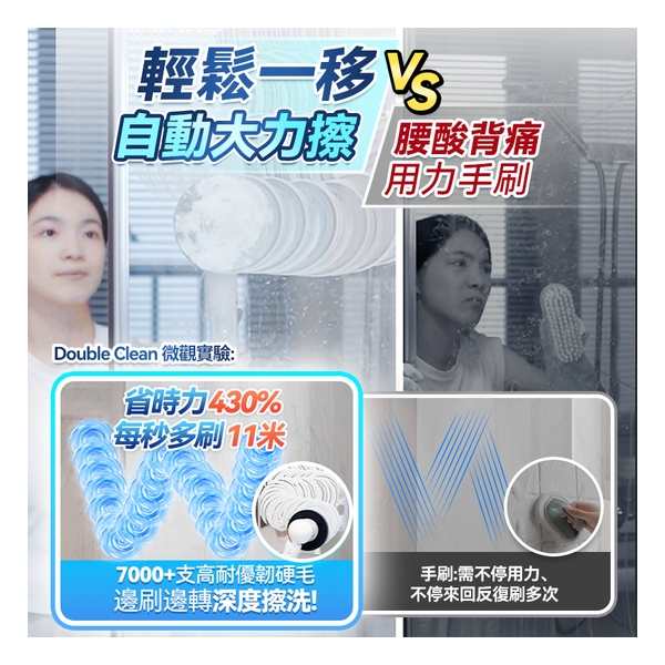 日本Double Clean 無線雙旋強力擦洗可調節伸長萬用電動清潔刷 PRO（6刷套）