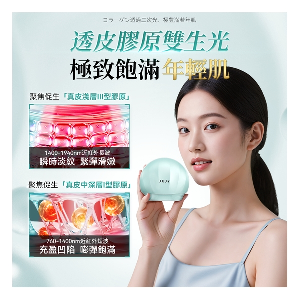 日本JUJY膠原雙生光V-Lift微電藍寶石聚能6min全臉逆齡提拉緊彈醫美級家用無線美容儀