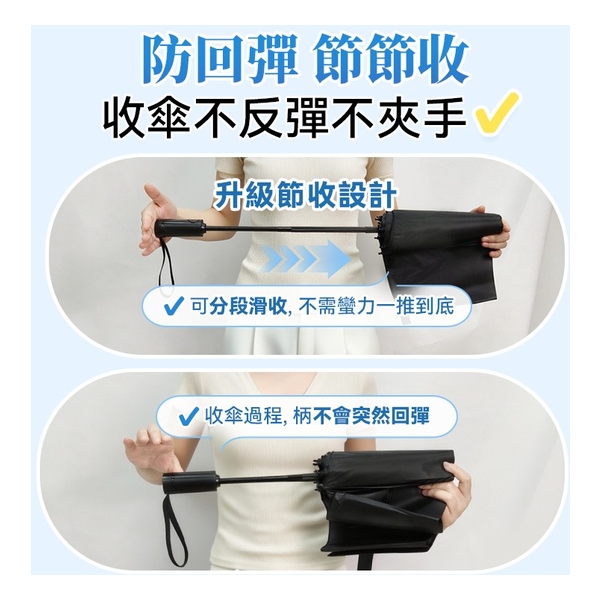 日本Yohome 單手智助自動開合防回彈一甩免疊防滴水抗風快收捷便晴雨傘 x 2 (黑色+米色)