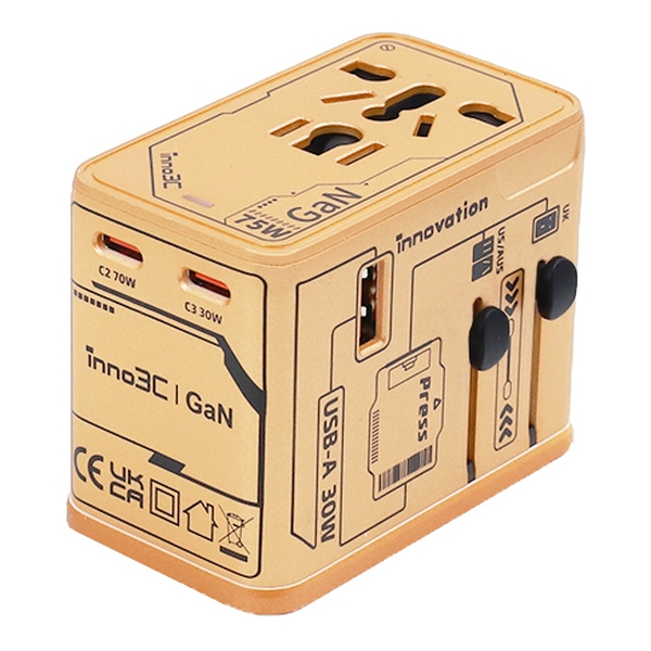 inno3C 75W GaN 4-Ports AC Socket Universal Travel Adaptor
