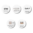 inno3C Ultra Slim 67W 3-Ports GaN Travel Fast Charger i-67ET