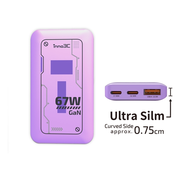 inno3C i-67DT Ultra Slim 67W 3-Ports GaN Travel Fast Charger
