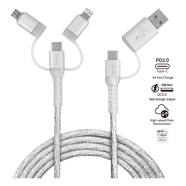 inno3C i-FT120 GaN 120W 4-Ports AC Socket Universal Travel Adaptor + inno3C i-5CS-12  5 in 1 Cable 1.2M + Honor Band 9