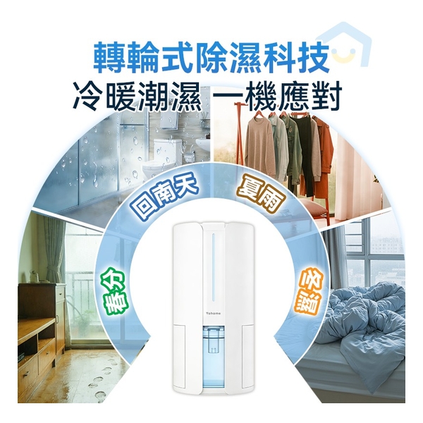 日本Yohome 轉輪式Dual-Dry專利四季控濕暖風乾衣4L大空間抽濕機默認規格HL200