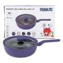 PEANUTS Foodgrade 28cm Deep Depth Frying Wok with Glass Lid