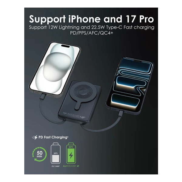 EGO AllyDelivery 4F Built-in 2XCable & Magsafe 10000mAh 6IN1 Power Bank (KH99)