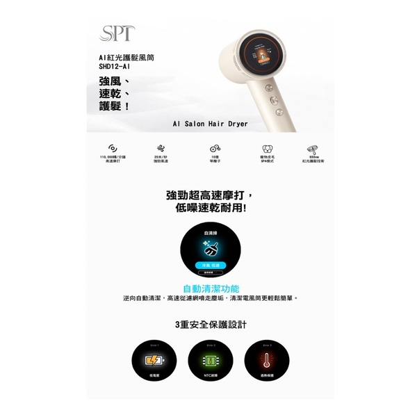 Sunpentown SHD12AI AI Salon Hair Dryer