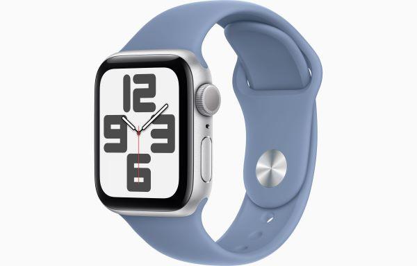 Apple Watch SE GPS 40mm Silver Aluminium Case with Storm Blue Sport Band 