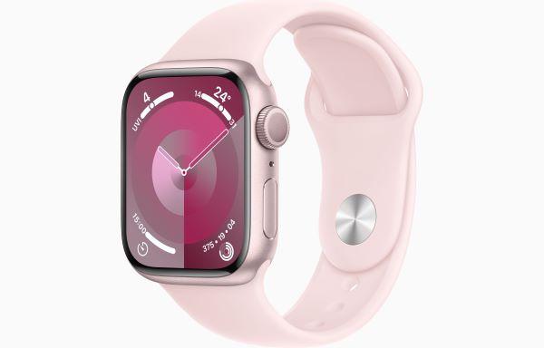 Apple Watch Series 9 GPS 45mm Pink Aluminium Case with Light Pink Sport Band 