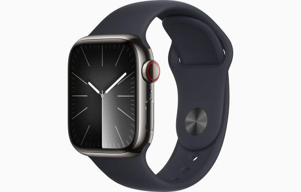 Apple Watch Series 9 GPS + Cellular 45mm Graphite Stainless Steel Case with Midnight Sport Band 