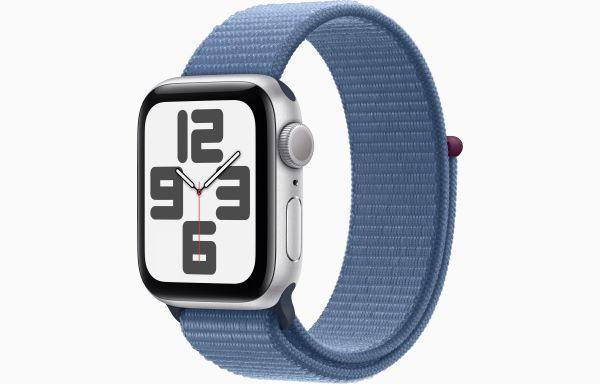 Apple Watch SE GPS 44mm Silver Aluminium Case with Winter Blue Sport Loop