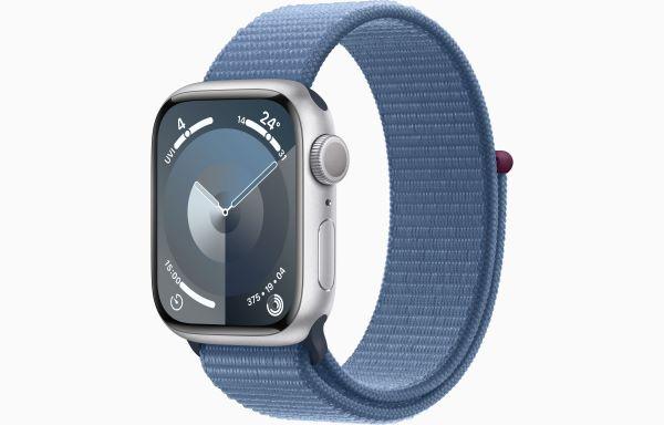 Apple Watch Series 9 GPS 41mm Silver Aluminium Case with Winter Blue Sport Loop