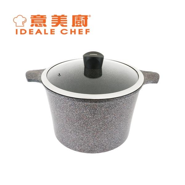 IDEALE CHEF KOREA SELECTED DIE-CAST CURLING NON-STICK 24X15.8CM/5.8L HIGH STOCKPOT W/GLASS LID