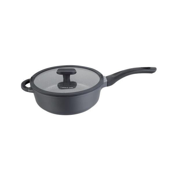 IDEALE CHEF DIE-CAST NON-STICK MARBLED 24X7.7CM DEEP FRYPAN (DARK GREY)