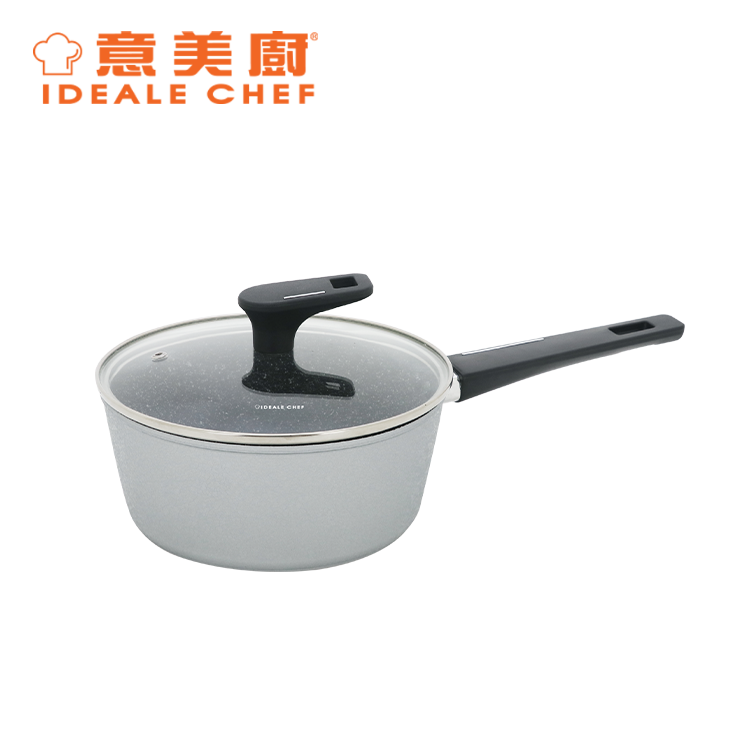 IDEALE CHEF FORGED ALUM NON-STICK ROUGH EFFECT 20X8.6CM SAUCEPAN W/LID (ICE SILVER) IC31320P