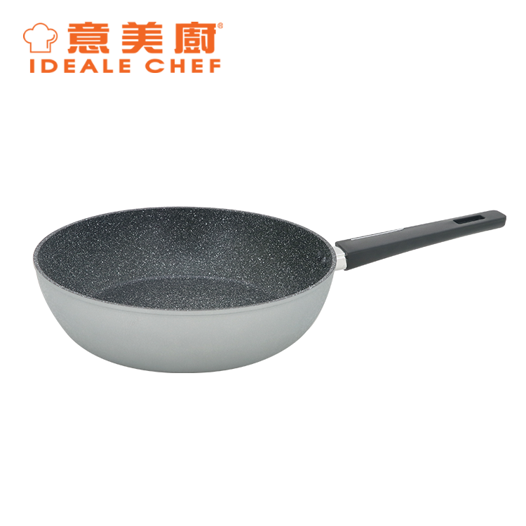 IDEALE CHEF FORGED ALUM NON-STICK ROUGH EFFECT 28X7.5CM DEEP FRYPAN (ICE SILVER)