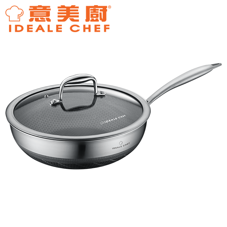 IDEALE CHEF MIX SUS316 3PLY DEEP FRYPAN W/GLASS LID (28X9CM)(2.5MM)