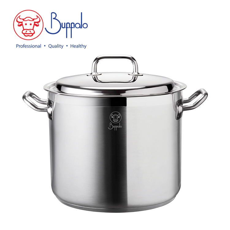 BUFFALO EXCITE 26X21CM/10.6L S/ST CAPSULATED BOTTOM HIGH STOCKPOT WITH S/ST LID