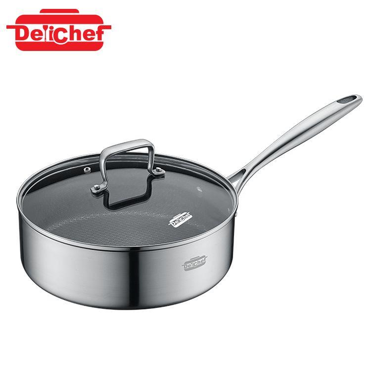 DELICHEF WAVE 3-PLY SUS304 25.5X7.8CM SAUTEPAN W/GLASS LID (3.0MM)