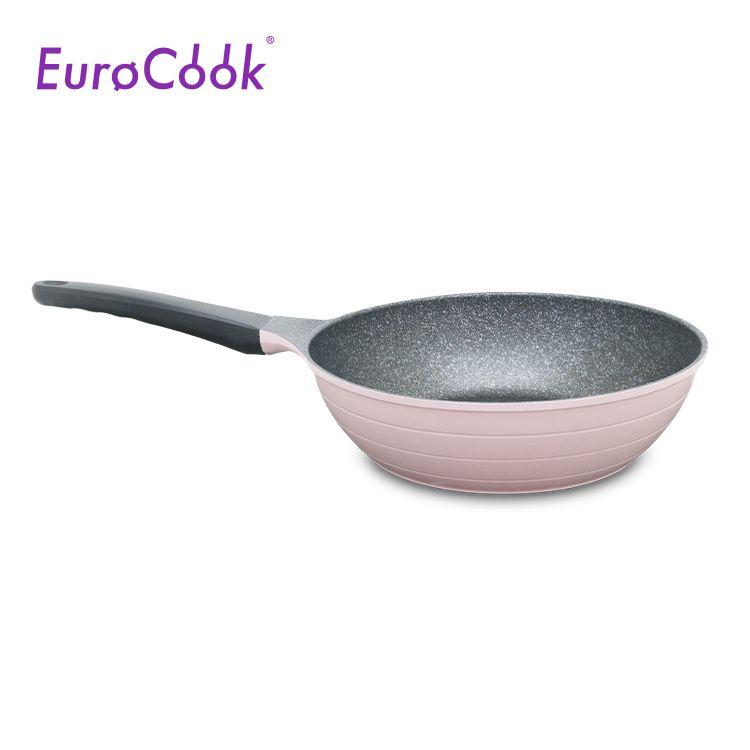 EURO COOK KOREA DIE-CAST GREY MARBLING NON-STICK 30X8.2CM DEEP FRYPAN (PINK)