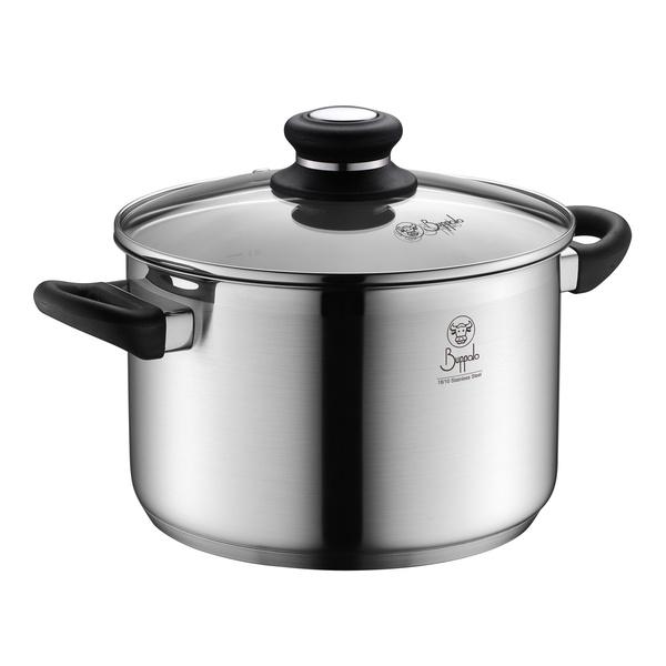 BUFFALO SIMPLE COOK S/ST STOCKPOT W/GLASS LID (22X14CM/4.8L)(0.7MM)