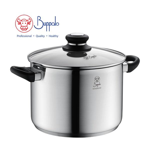 BUFFALO SIMPLE COOK S/ST HIGH STOCKPOT W/GLASS LID (24X17CM/7.0L)(0.7MM)