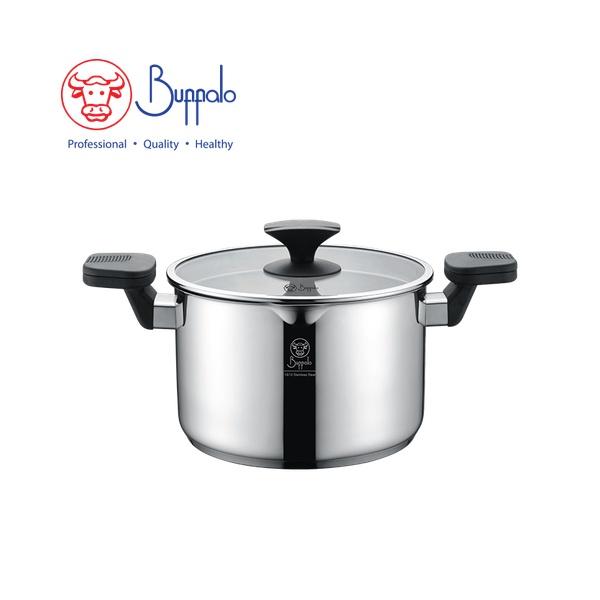 BUFFALO WISE COOK S/ST STOCKPOT W/ SPOUT W/GLASS LID (22X14CM/4.3L)(0.6MM)