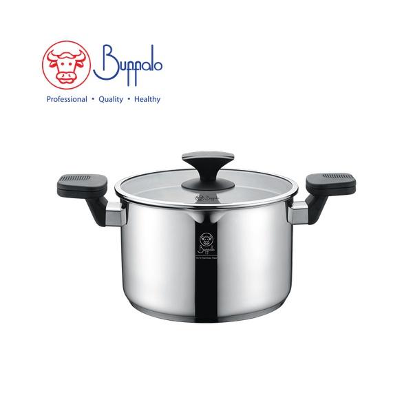 BUFFALO WISE COOK S/ST STOCKPOT W/ SPOUT W/GLASS LID (22X14CM/4.3L)(0.6MM)