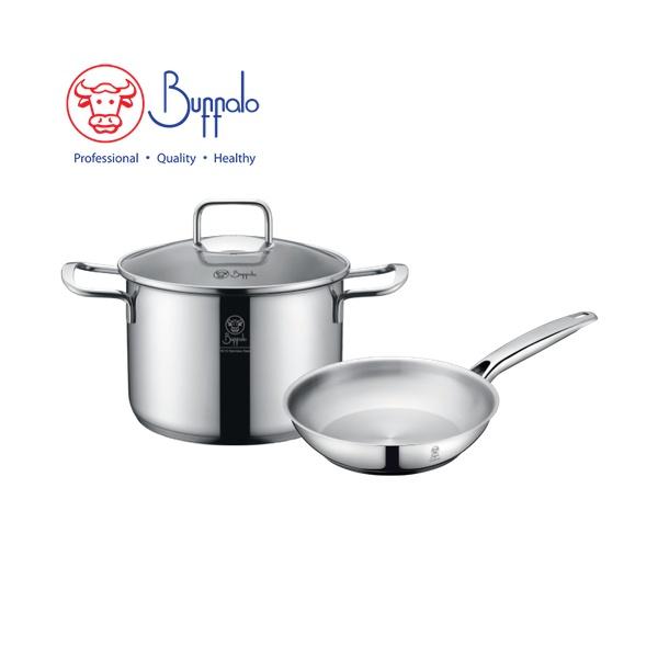 牛頭牌PRO TWINS COOK 3件廚具套裝:  20X13.5CM/3.8L雙耳煲連玻璃蓋+ 20CM煎鍋 35020SF1