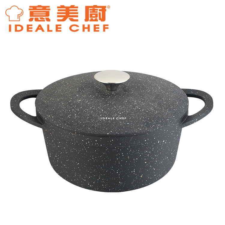 IDEALE CHEF DIE-CAST NON-STICK ROCK EFFECT 24X11.5CM STOCKPOT W/CAST LID (ROCK)