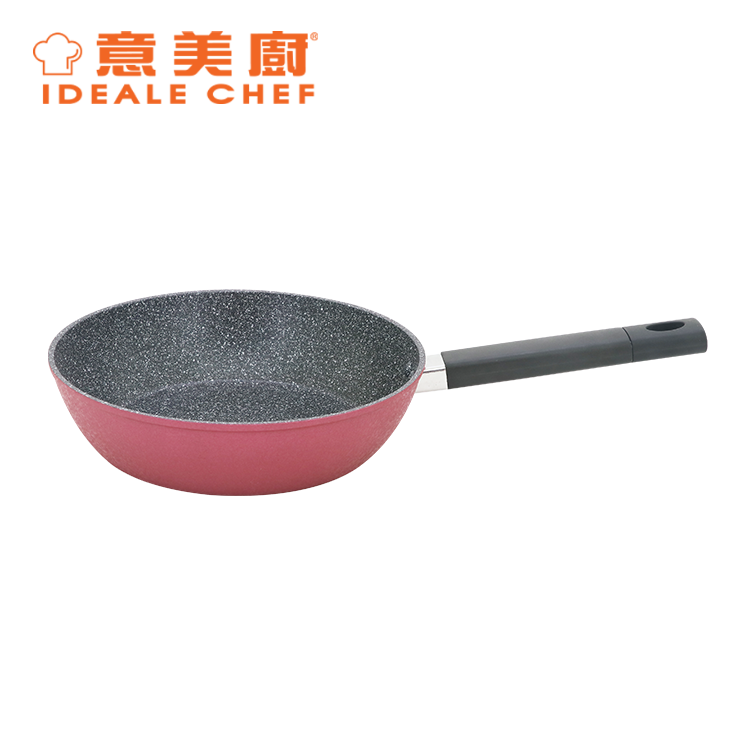 IDEALE CHEF FORGED ALUM NON-STICK ROUGH EFFECT 24X6.5CM DEEP FRYPAN (ICE RED)