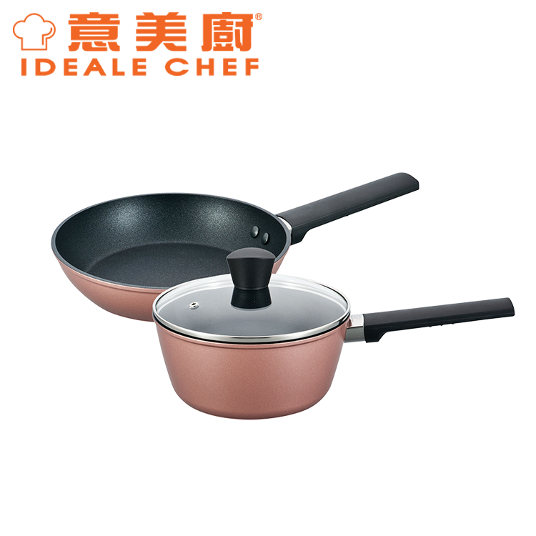 IDEALE CHEF FORGED ALUM NON-STICK COOKWARE 3-PC SET (20X8.8CM/2.14L SAUCEPAN W/GLASS LID + 20CM FRYP IC31520PF1