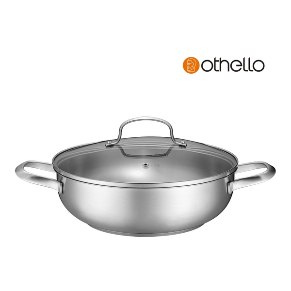 Othello - 28cm stainless steel sautepan with glass lid (with 2 side handles)