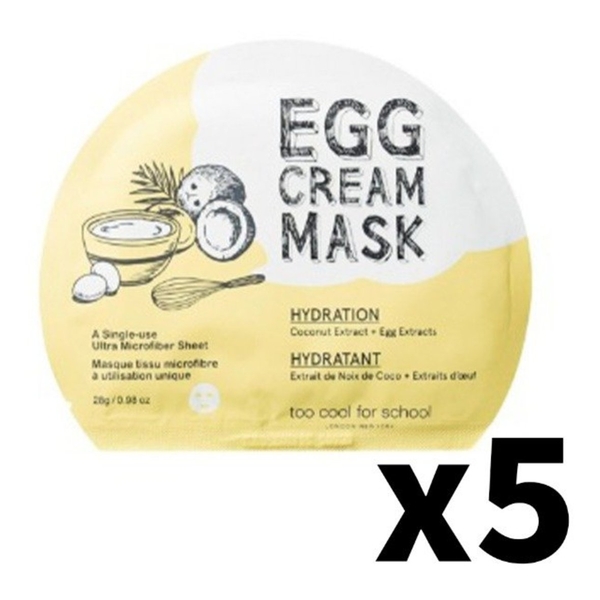 TOO COOL FOR SCHOOL - Egg Cream Mask Yellow 5pcs (Parallel Import)