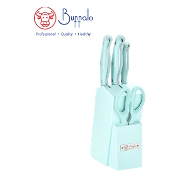 **牛頭牌不銹鋼刀具5件裝: 7"砍骨刀/ 7"日式廚師刀/ 3.5"生果刀/ 家用剪及連刀座 PSBF-0405KS