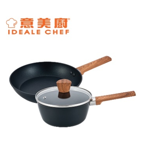 IDEALE CHEF FORGED ALUM NON-STICK COOKWARE 3-PC SET (18X7.8CM/1.7L SAUCEPAN W/GLASS LID + 24CM FRYPA