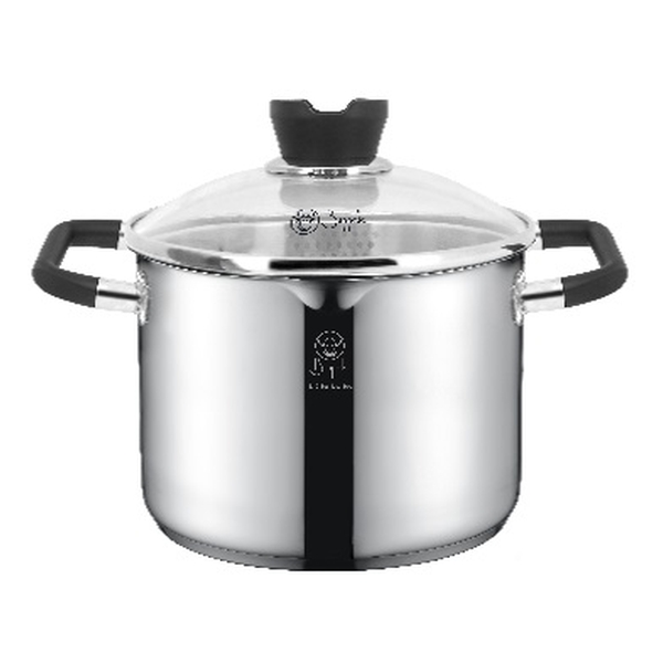 BUFFALO S/ST CAPSULATED BOTTOM HIGH STOCKPOT WITH POURING FUNCTION LID (24X17CM) PSBF-0424H