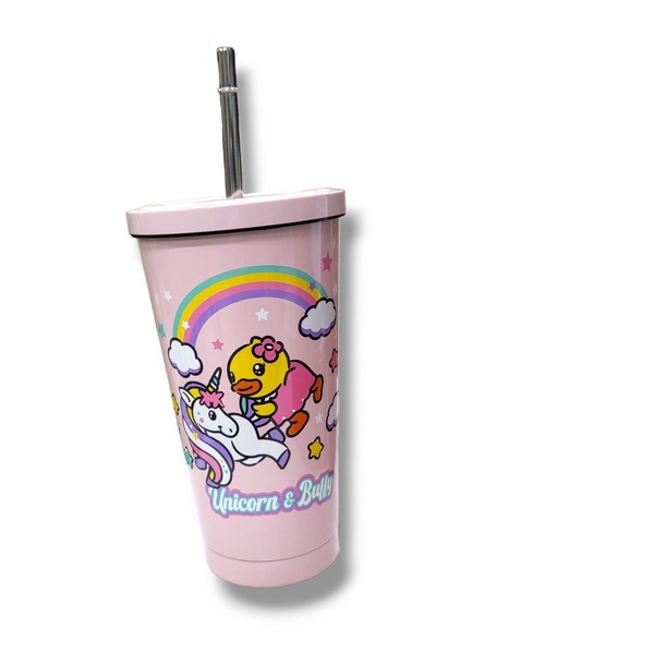 B.Duck - Stainless Steel Tumbler with Straw (Buffy and the Unicorn) (450ml)