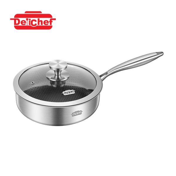 DELICHEF WAVE II 3-PLY SUS304 SAUTEPAN W/ GLASS LID (24X7.8CM)(2.5MM)