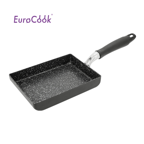 EURO COOK 13X18CM BLACK MARBLING NON-STICK OMELET PAN (BLACK)