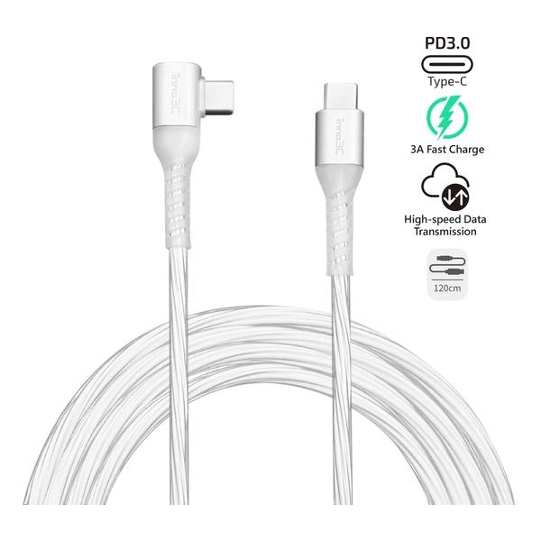 inno3C i-60CB-12 Transparent Type-C to Type-C 60W L-shape Cable 1.2M