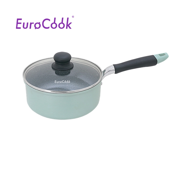 EuroCook - FINE II Marbling Non-Stick Saucepan w/ Glass Lid 18cm / 2L - Aqua Blue EC22318P