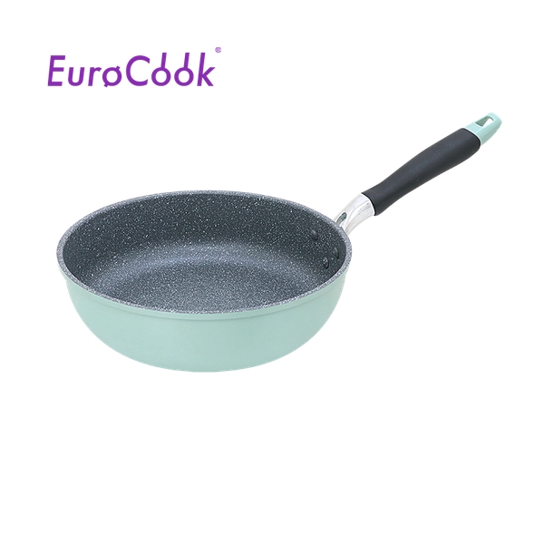 EuroCook - FINE II Marbling Non-Stick Deep Frypan 24cm - Aqua Blue