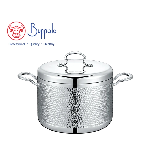 BUFFALO - ROYAL III 316 Stainless Steel 5-Ply Hammered High Stockpot with S/S Lid 24cm / 6.62L