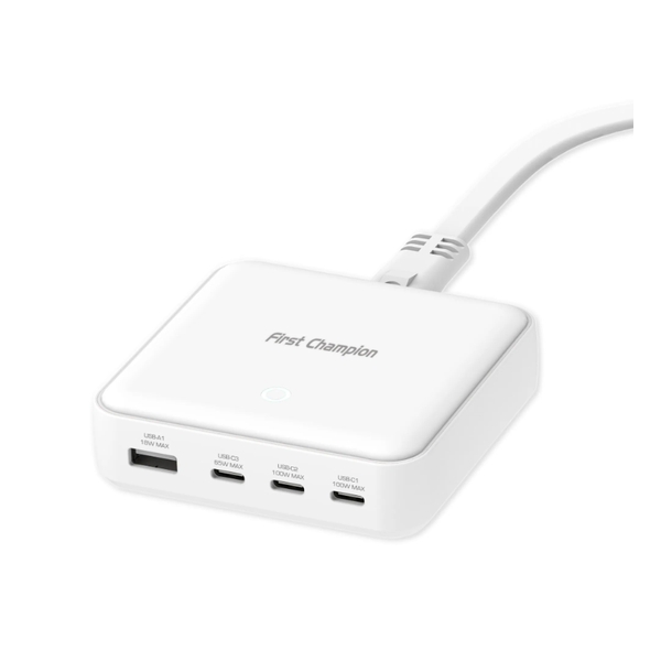 First Champion GaN Desk Charger - 100W - UPC100PD3C1A, USB-Cx3 USBx1, UK Plug